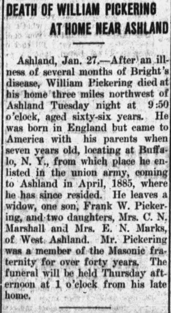 Obituary for WILLIAM PICKERING